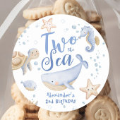 TWO The Sea 2nd Birthday Boy Blueかわいい海 ラウンドシール