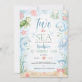 Two the Sea Boy 2歳の誕生日招待状 招待状 (正面)