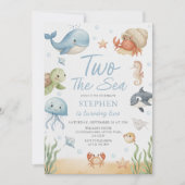 Two The Sea Is Turning Two Ocean Animals Birthday 招待状 (正面)