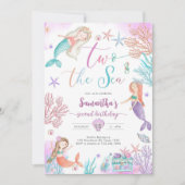 Two The Sea Mermaid Under The Sea 2nd Birthday 招待状 (正面)