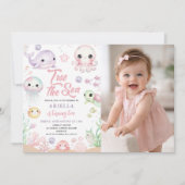 Two The Sea Ocean Animals 2nd Birthday Photo 招待状 (正面)