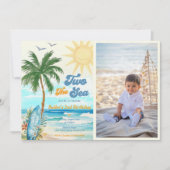 Two the Sea Surfビーチ2nd Birthday写真 招待状 (正面)