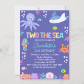 TWO the SEA – Under the Sea 2nd Birthday for Girls 招待状 (正面)
