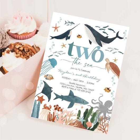 Two The Sea Under The Sea 2nd Birthday Invitation 招待状