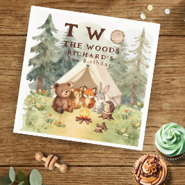 Two the Woods Happy Camper 2歳の誕生日パーティー スタンダードカクテルナプキン