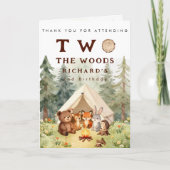 Two the Woods Happy Camper 2歳の誕生日フォト サンキューカード (正面)