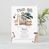 Two The Zoo Animals Safari 2nd Second Birthday  招待状 (スタンド正面)