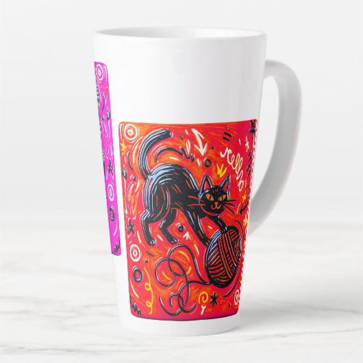 Two-Tone Black Cat カフェラテマグ (右アングル)