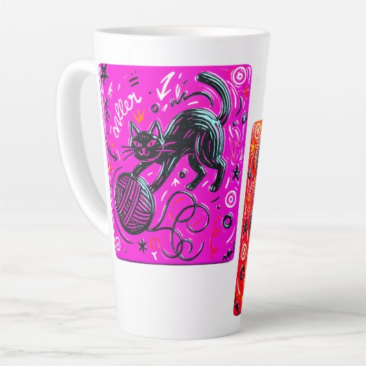 Two-Tone Black Cat カフェラテマグ (左アングル)