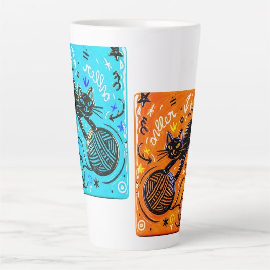 Two-Tone Black Cat  カフェラテマグ (正面)