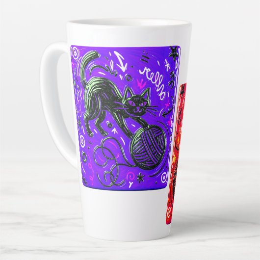 Two-Tone Black Cat カフェラテマグ (左アングル)