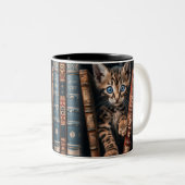 Two-Tone Ceramic Mug | ベンガル+子猫+古書 ツートーンマグカップ (正面右)