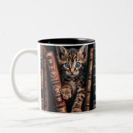 Two-Tone Ceramic Mug | ベンガル+子猫+古書 ツートーンマグカップ