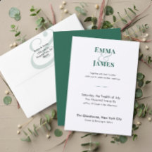Two-Tone Emerald Ampersand ウェディングインビテーション | QR