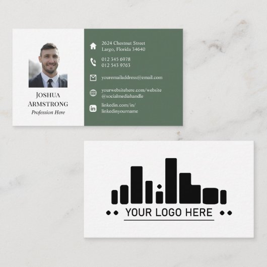 Two Tone Greenプロフィール写真とロゴ 名刺 (正面/裏面)