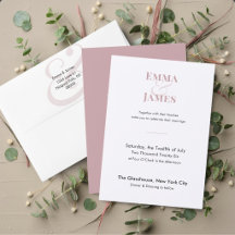 Two-Tone Mauve Minimalist Wedding Invitation | QR