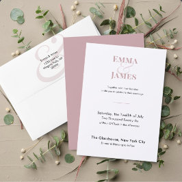 Two-Tone Mauve Minimalist Wedding Invitation | QR 招待状