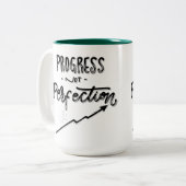 Two-Tone Mug, 15 oz Progress Not Perfection | Mini ツートーンマグカップ (正面左)