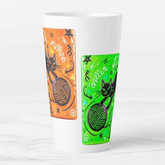 Two-Tone Neon Cat カフェラテマグ (正面)