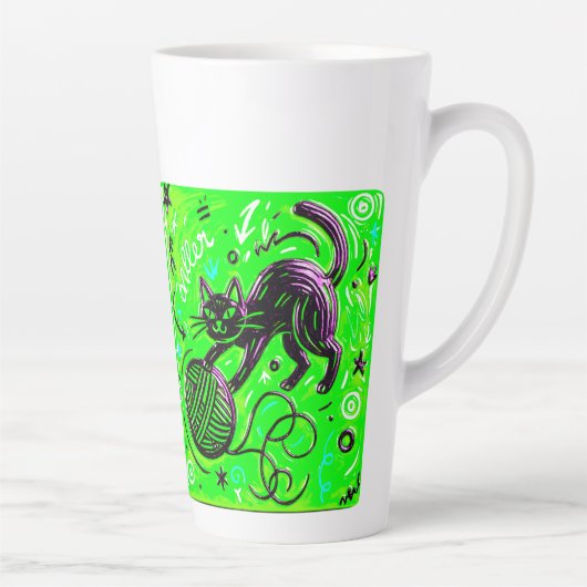 Two-Tone Neon Cat カフェラテマグ (右)