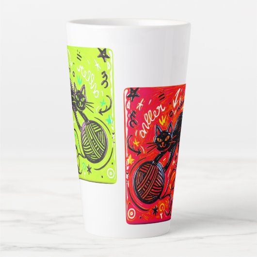 Two-Tone Neon Cat カフェラテマグ (正面)