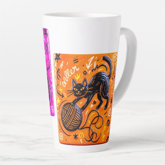 Two-Tone Neon Kitty カフェラテマグ (右アングル)