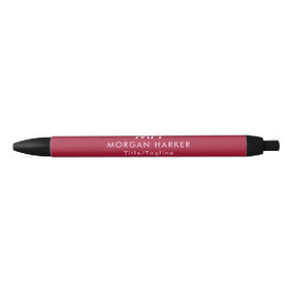 Two-Tone Red Pink Minimal Clean Monogram 黒ボールペン