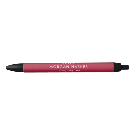 Two-Tone Red Pink Minimal Clean Monogram 黒ボールペン (正面)