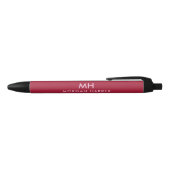 Two-Tone Red Pink Minimal Clean Monogram 黒ボールペン (トップ)