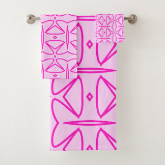 Two Toned Pink Pattern Bath Towel バスタオルセット