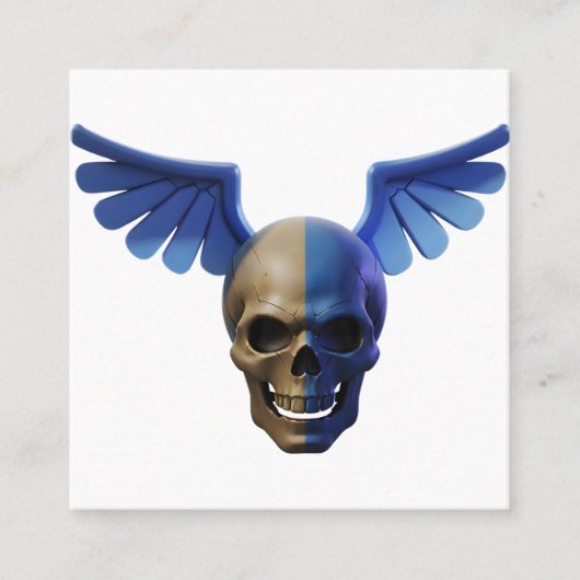 Two-Toned Skull with Blue Stylized Wings コーリングカード (正面)
