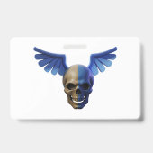 Two-Toned Skull with Blue Stylized Wings バッジ (裏面)