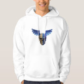 Two-Toned Skull with Blue Stylized Wings パーカ (正面)