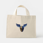 Two-Toned Skull with Blue Stylized Wings ミニトートバッグ (裏面)