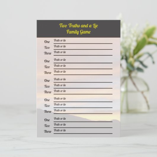 Two Truths and a Lie Game |ファミリー懇親会サンセット 招待状 (スタンド正面)