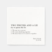 Two Truths and a Lie Minimalistおもしろいファクト結婚ズ スタンダードカクテルナプキン (正面)