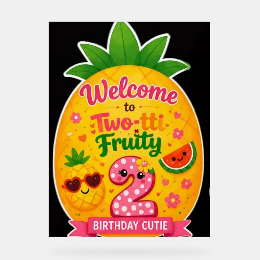 Two-tti フルーティー ウェルカムサイン 2歳の誕生日パーティー アクリルサイン (正面)
