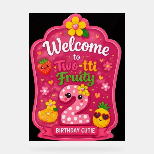 Two-Tti Fruity バースデーウェルカムボード モックアップ アクリルサイン (正面)