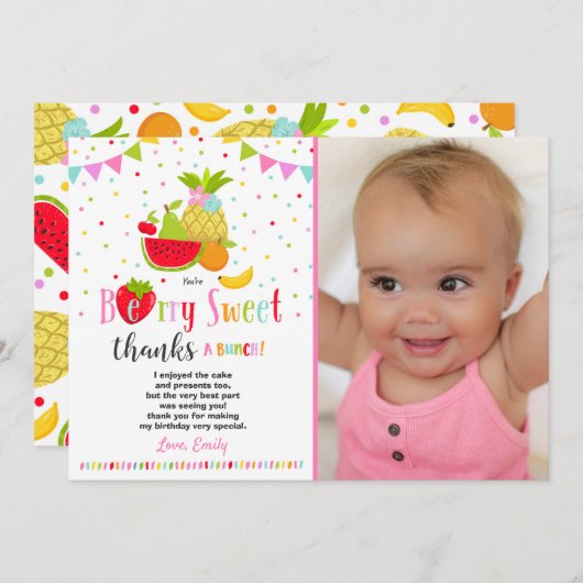 Two-tti FruttiのサンキューカードのTwo-tti Fruttiのパーティー サンキューカード (正面/裏面)