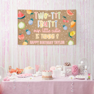 Two-tti Frutti フルーツ 2歳の誕生日 クラフトペーパー 横断幕