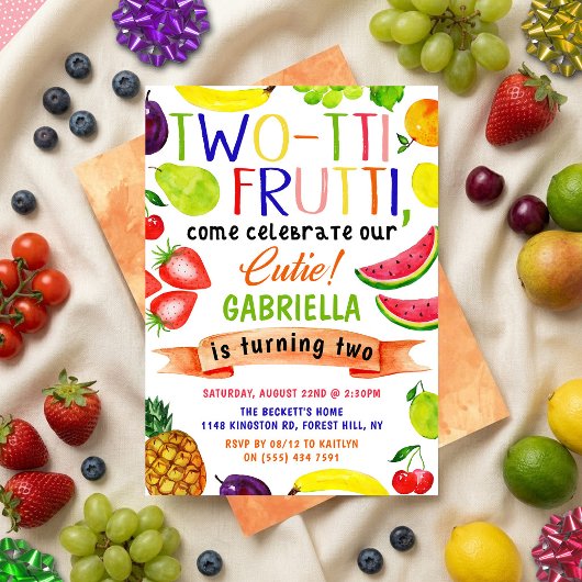 Two-tti Frutti 2歳の誕生日パーティーの招待状 招待状