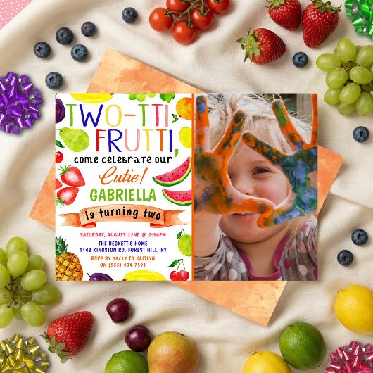 Two-tti Frutti 2歳の誕生日フォト招待状 招待状