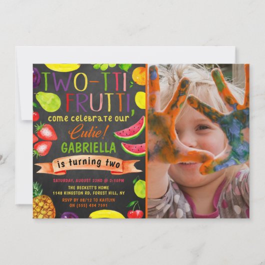 Two-tti Frutti 2nd Birthday写真 招待状 (正面)