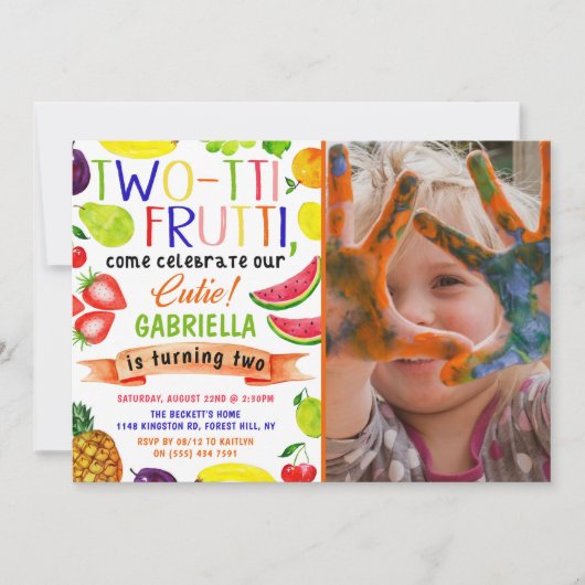 Two-tti Frutti 2nd Birthday Photo招待状 招待状 (正面)