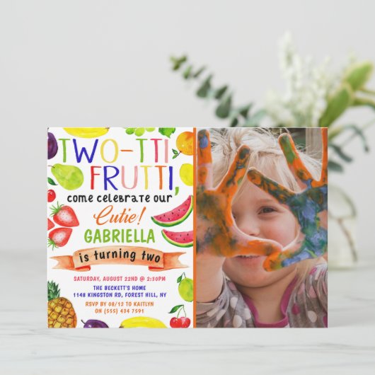 Two-tti Frutti 2nd Birthday Photo招待状 招待状 (スタンド正面)