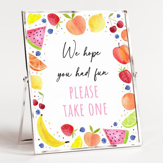 Two-tti Frutti Birthday Party Favor Sign ポスター