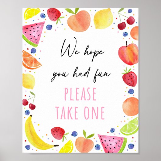 Two-tti Frutti Birthday Party Favor Sign ポスター (正面)