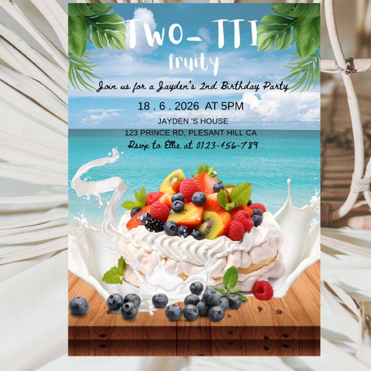 Two-TTI Frutti Boy 2nd Birthday Party 招待状