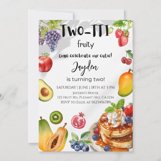 Two -TTI Frutti Boy 2nd Birthday Party 招待状 (正面)