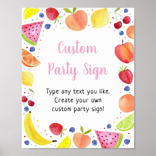 Two-tti Frutti Editable Birthday Sign ポスター (正面)